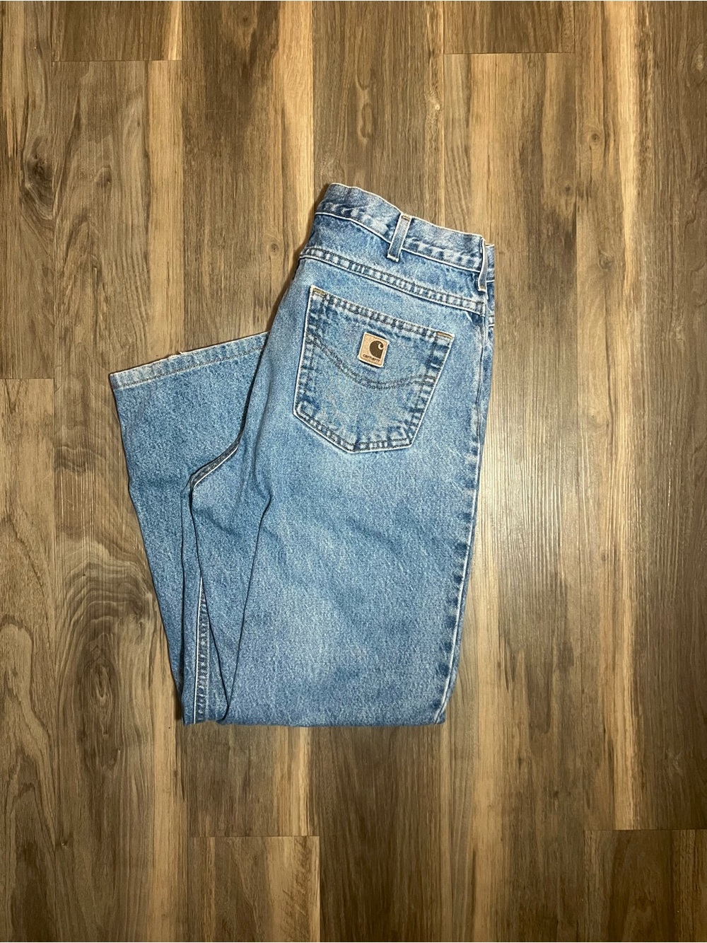 Carhartt Men’s Blue Jeans B160 DST Relaxed Fit Denim Size 36 x 34 Painted USA